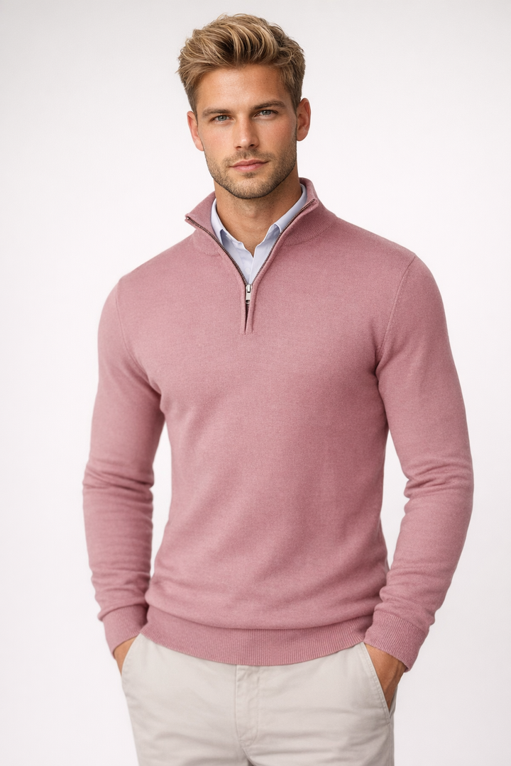 Oliver | Moderner Pullover mit halbem Reißverschluss und Stehkragen