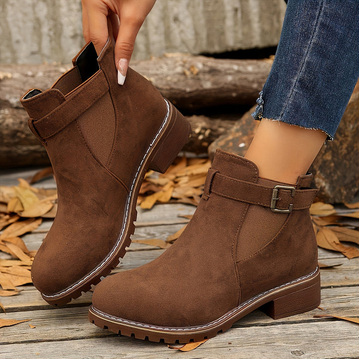 Matilde | Buckle-Strap Suede Chelsea Ankle Boots