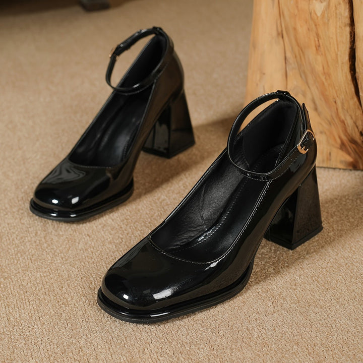 Celeste | Classic Patent Strap Heels – Elegant Style for Women