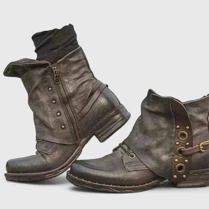 Aria | Stilvolle Distressed-Lederstiefeletten