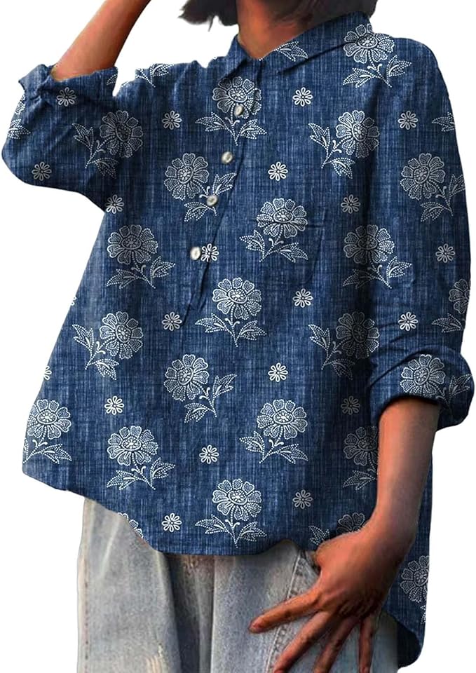Jennifer | Camicia in denim a stampa floreale con vestibilità comoda