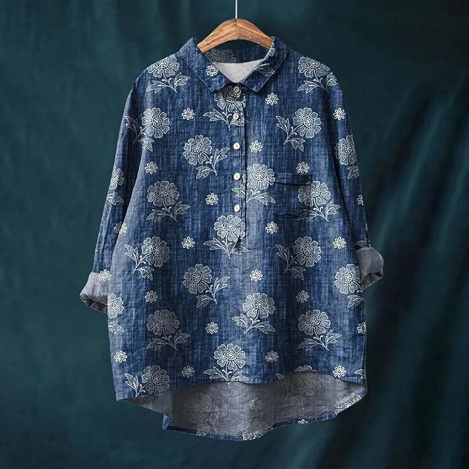 Jennifer | Camicia in denim a stampa floreale con vestibilità comoda
