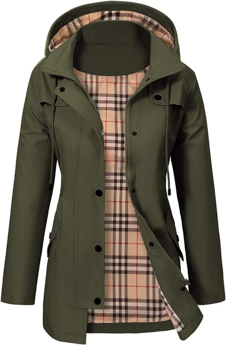 Elysia | Waterproof Hooded Raincoat for Women – Stylish with Fleece Lining