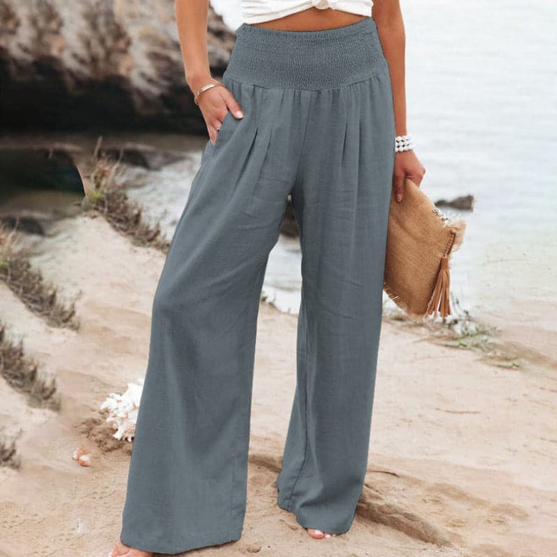 Elena | Mühelos atmungsaktive Leinenhose mit weitem Bein