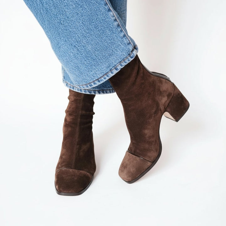 Herminia | Modern Square-Toe Block-Heel Ankle Boots