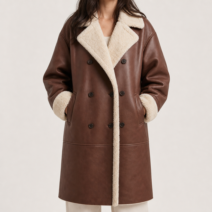 Mira | Teddy Coat – Elegant Double-Breasted Style for Women