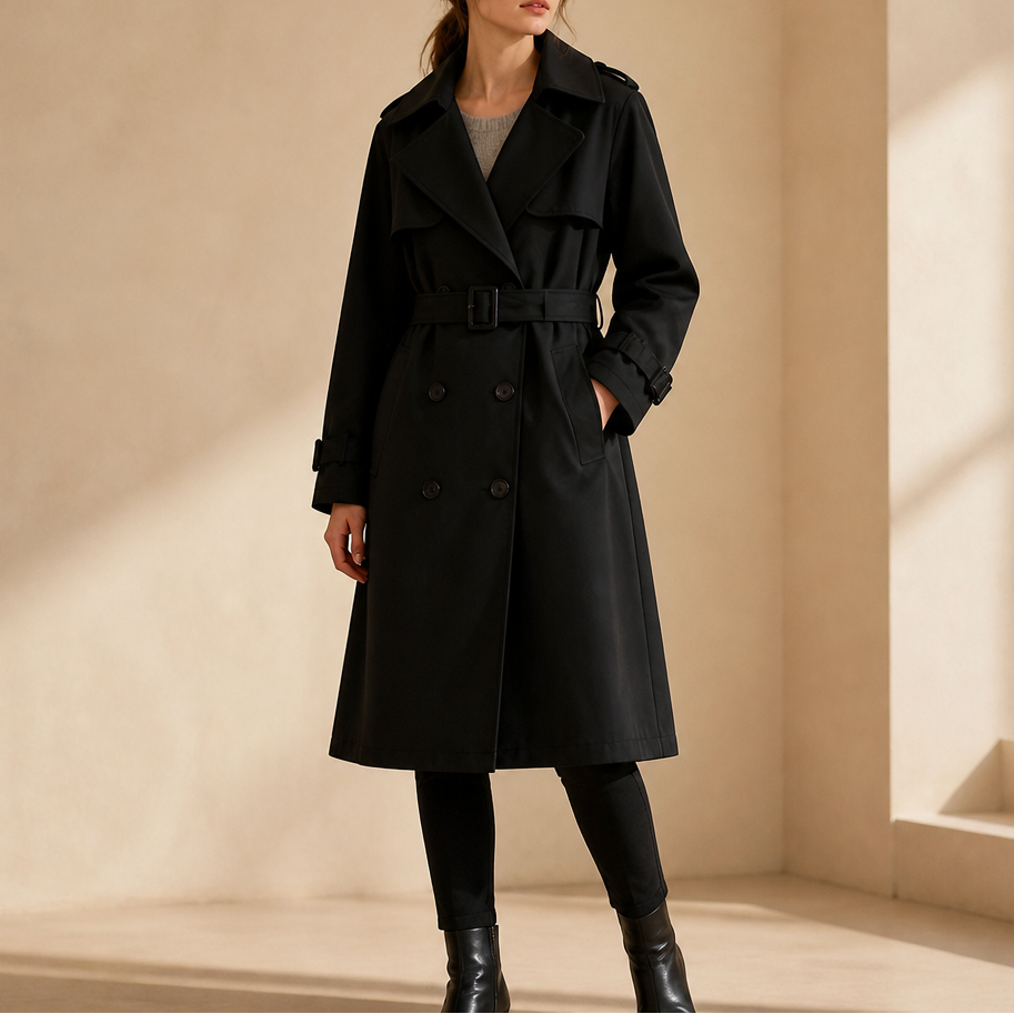Winterly | Mid-Length Trench Coat – Belted Style for Women