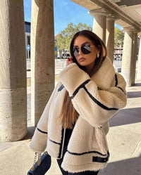 Evelyn | Elegant And Cozy Zip Front Sherpa Teddy Coat