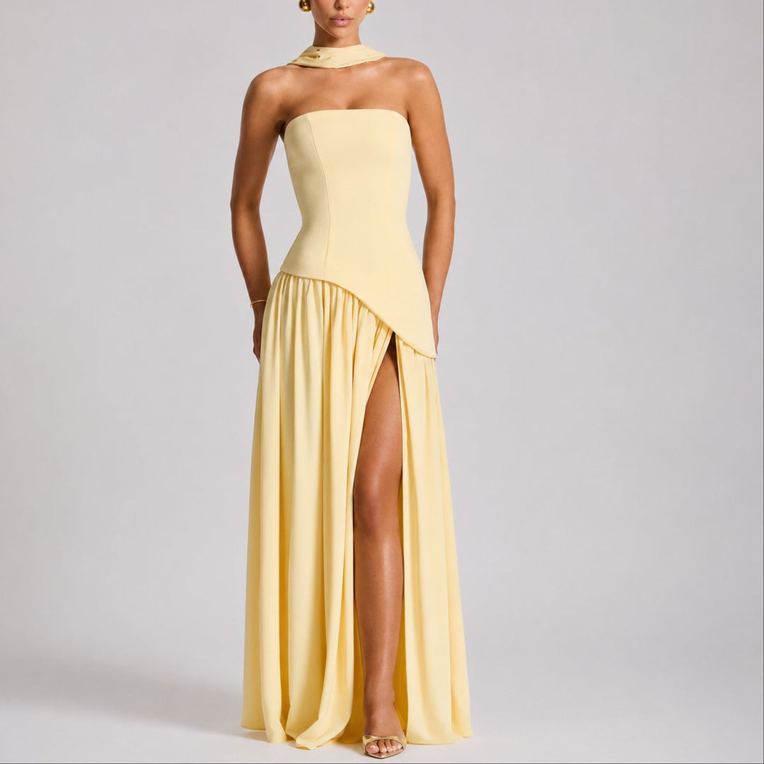 Elena | Elegant Fall Wedding Strapless Maxi Dress