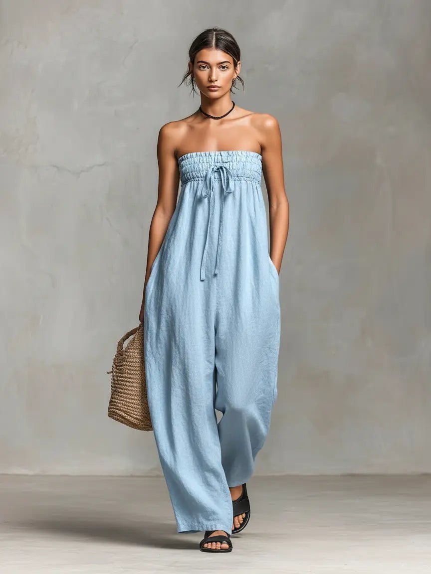 Hannah | Wide-Leg Jumpsuit – Elegant Strapless Design for Women