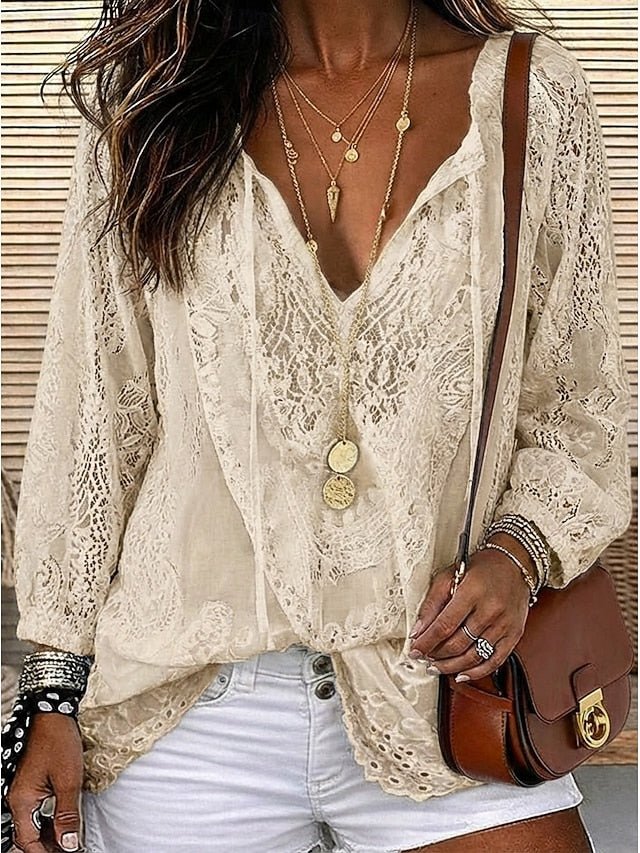 Estelle | Boho Blouse with Lace Detailing for Women