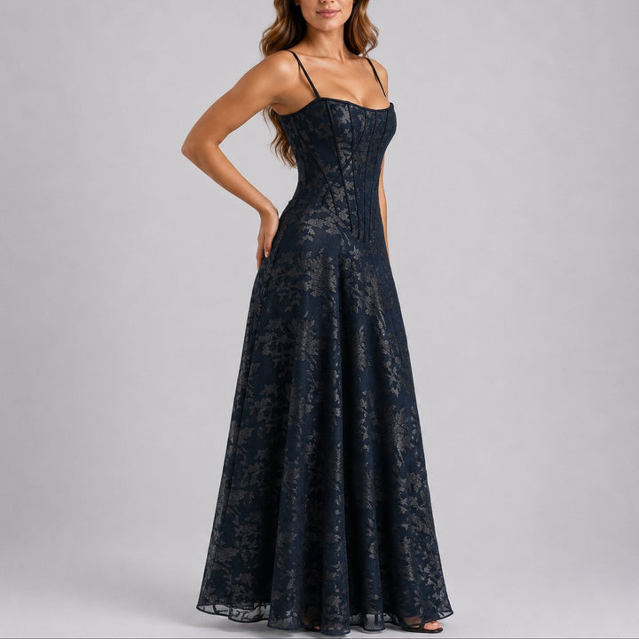 Sophia | Elegant Floral Corset Fall Wedding Maxi Dress