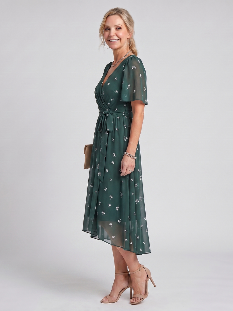 Mirabel | Midi Dress – Flutter Sleeve Floral Print for Women