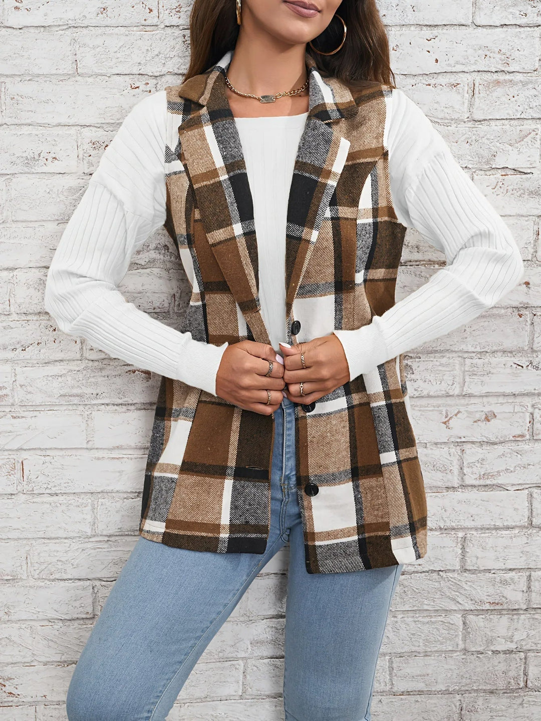 Emma | Elegant Plaid Tailored Vest