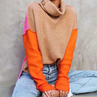 Lena | Cozy Color Block Turtleneck Sweater