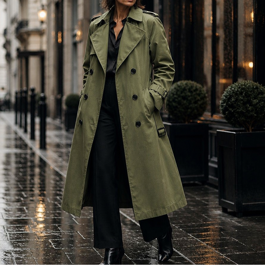 Mayfield | Long Trench Coat – Double-Breasted Stylish Layer