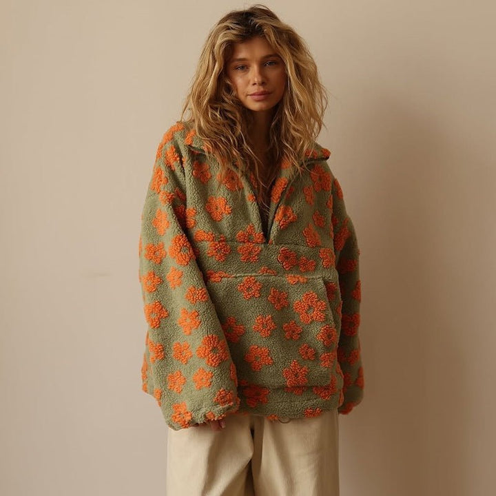 Lily | Cozy Oversized Floral Teddy Fleece Sweater