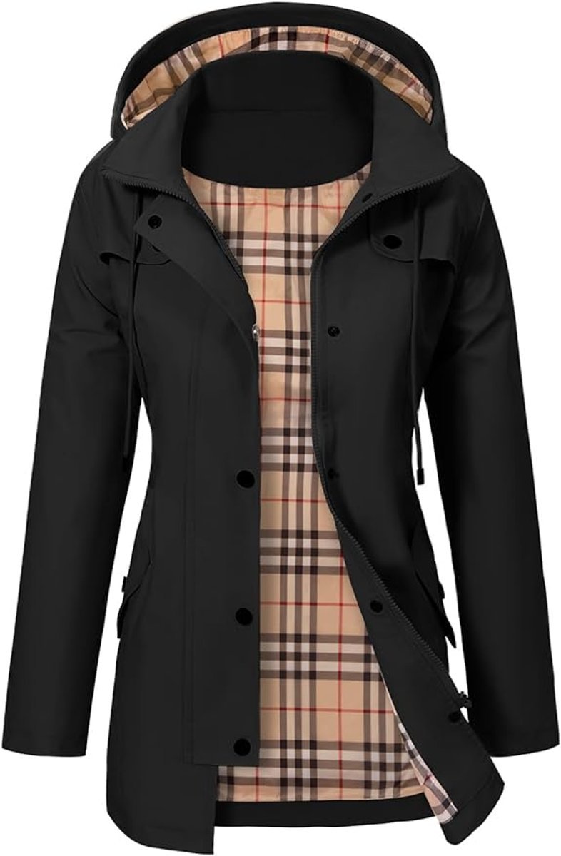 Elysia | Waterproof Hooded Raincoat for Women – Stylish with Fleece Lining