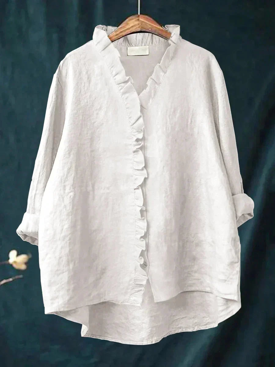 Eliza | Casual Blouse – Relaxed Ruffle V-Neck Style for Women