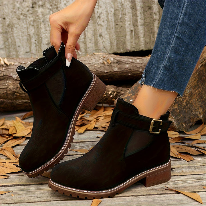 Matilde | Buckle-Strap Suede Chelsea Ankle Boots