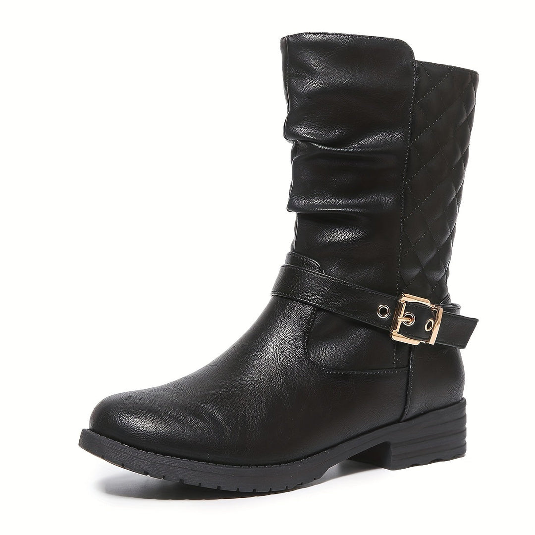 Dorothy | Modern Ruched Mid-Calf Buckle Boots