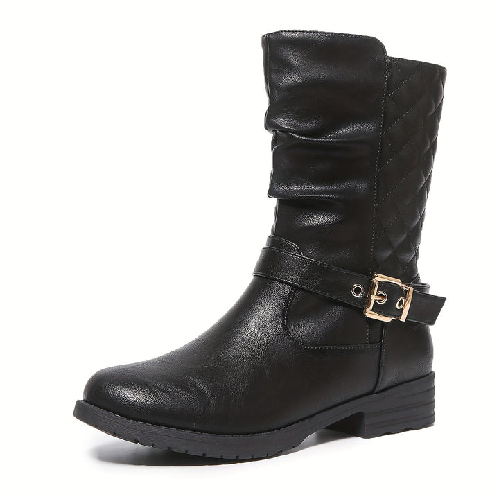 Dorothy | Modern Ruched Mid-Calf Buckle Boots