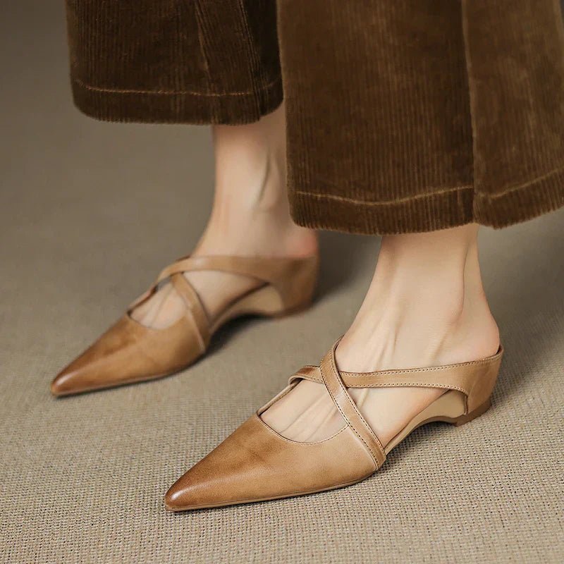 Harper | Mules in pelle – Eleganti con cinturini incrociati e tacco basso da donna
