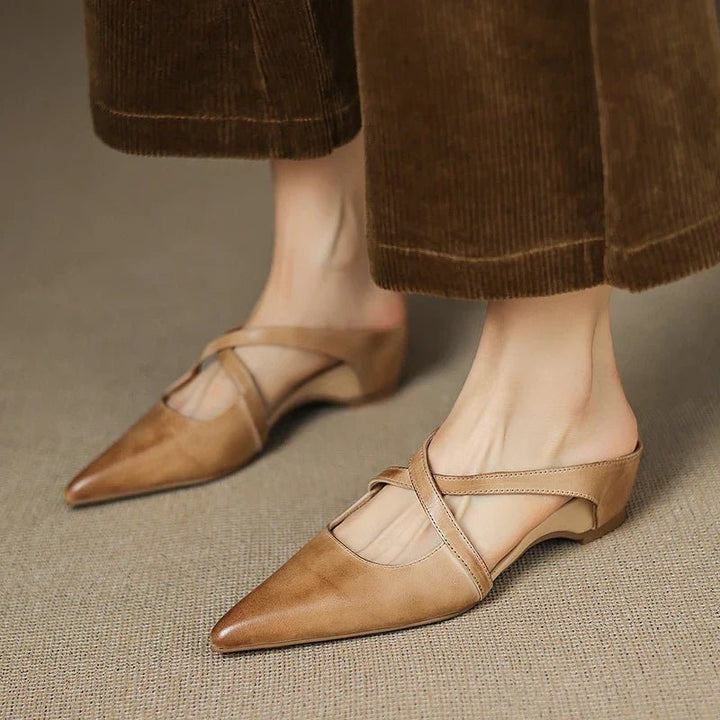 Harper | Mules in pelle – Eleganti con cinturini incrociati e tacco basso da donna