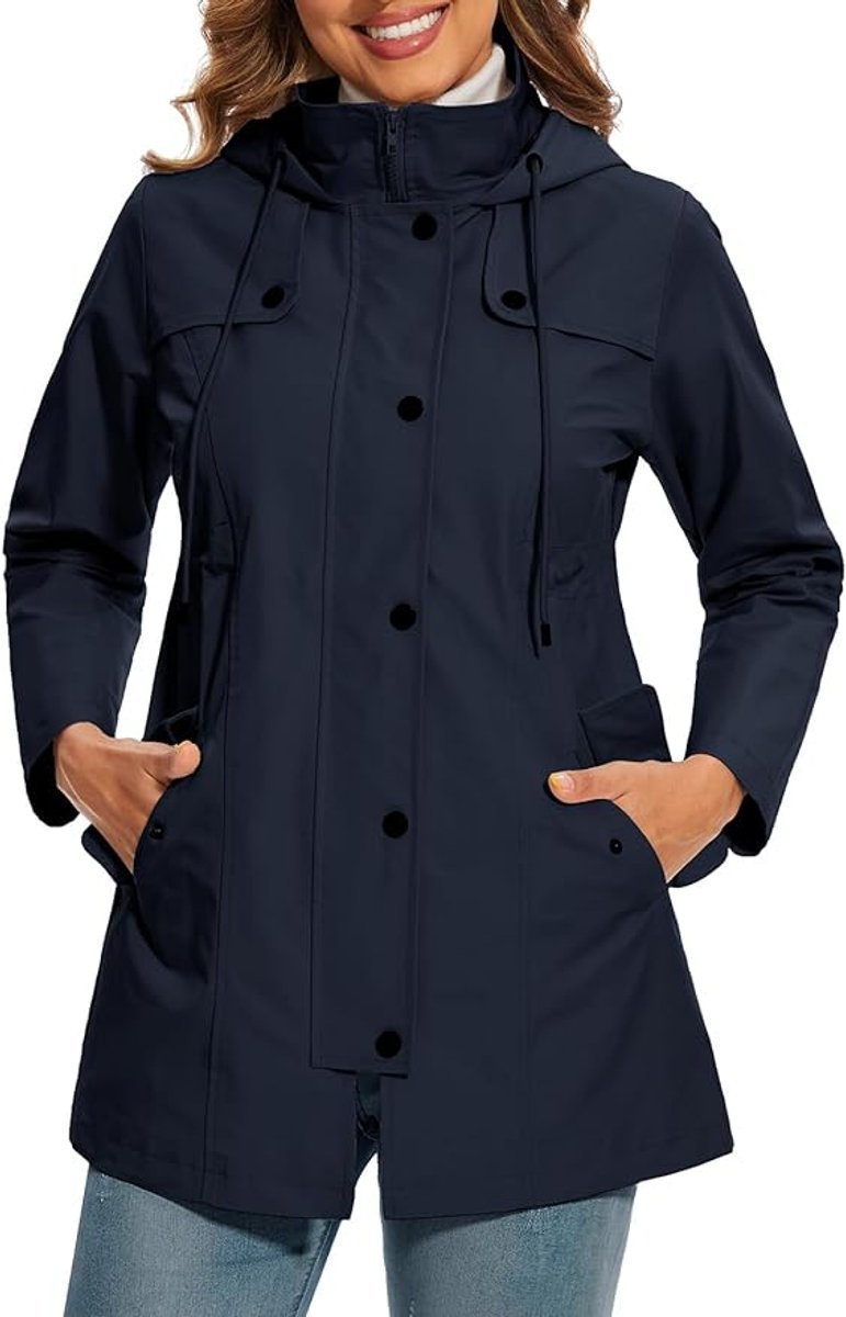 Elysia | Waterproof Hooded Raincoat for Women – Stylish with Fleece Lining