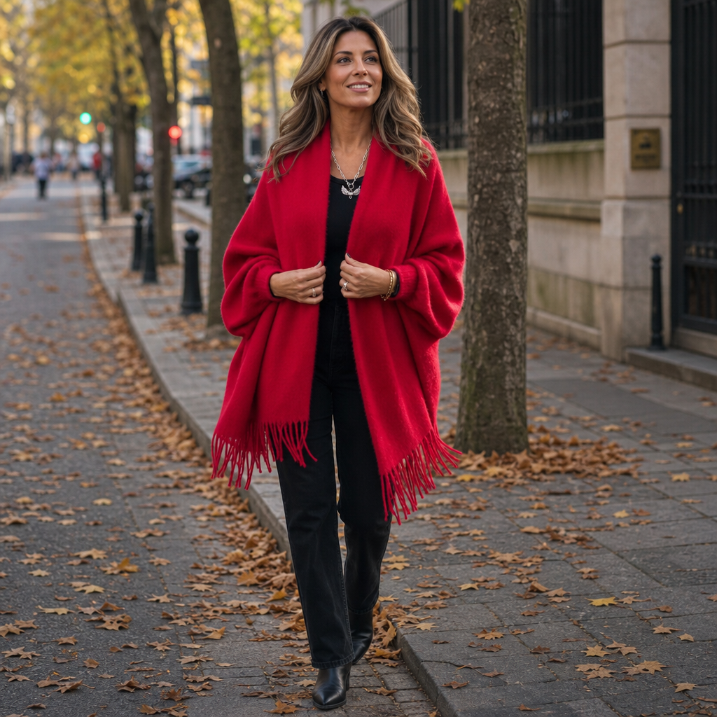 Mantelle | Draped Shawl Collar Open-Front Wool Coat