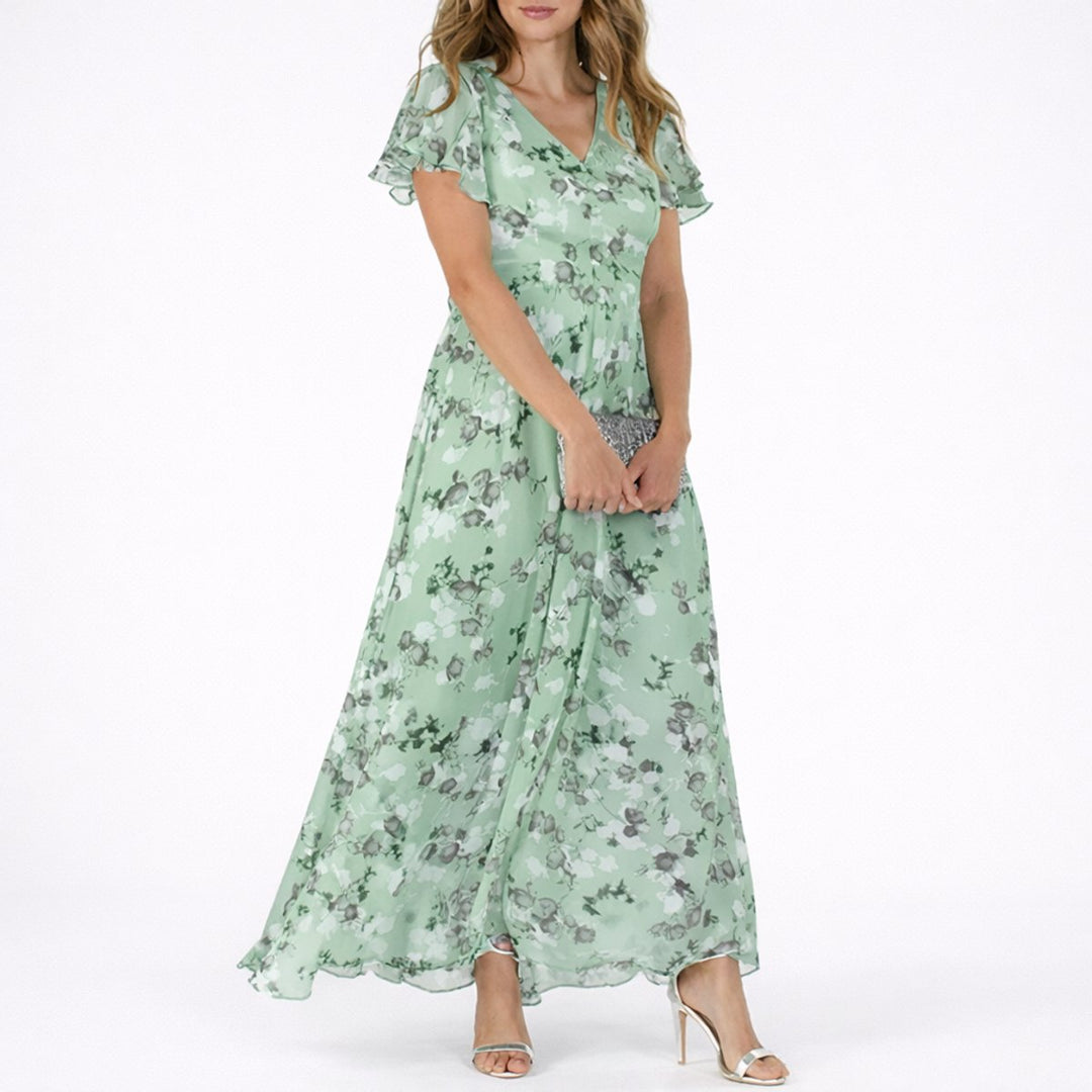 Aurora | Lightweight Fall Wedding Floral Chiffon Maxi Dress