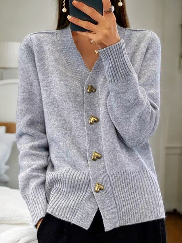 Sophie | Elegant And Chic Heart-Buttoned Knit Cardigan