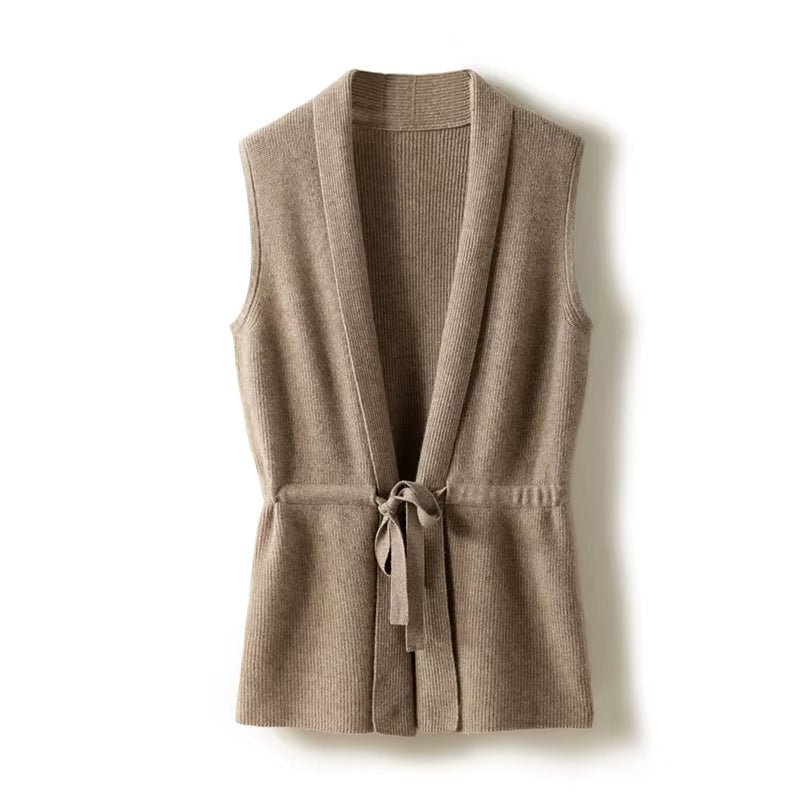 Charlotte | Luxurious And Refined Merino Wool Belted Vest