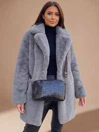 Molly | Eleganter und gemütlicher langer Teddyfellmantel mit offener Vorderseite