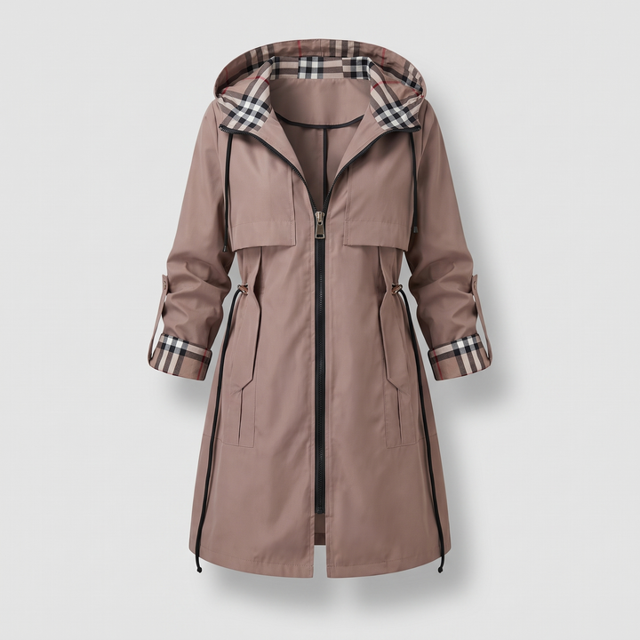 Isobel | Rainproof Hooded Coat – Stylish Longline Design for Women