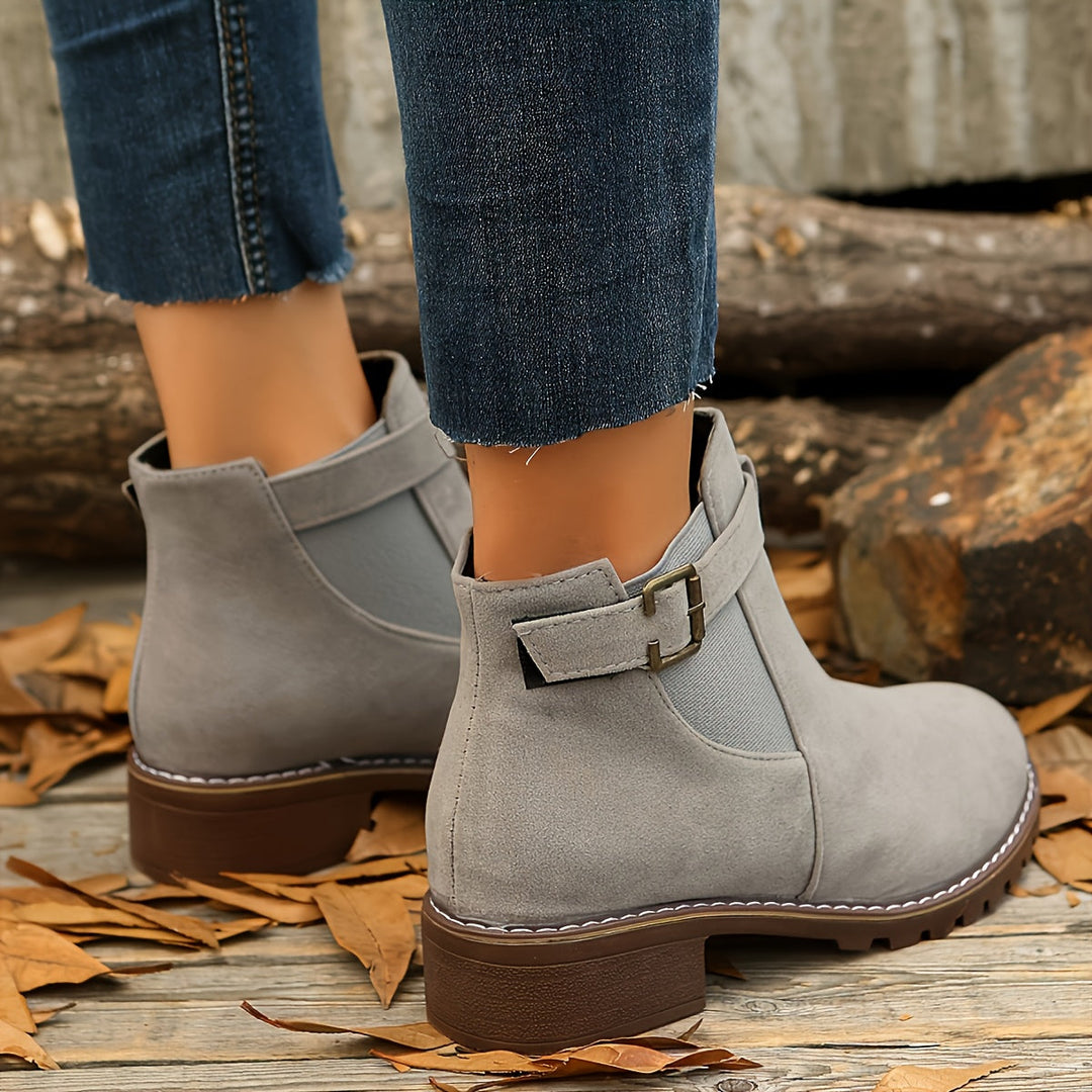 Matilde | Buckle-Strap Suede Chelsea Ankle Boots