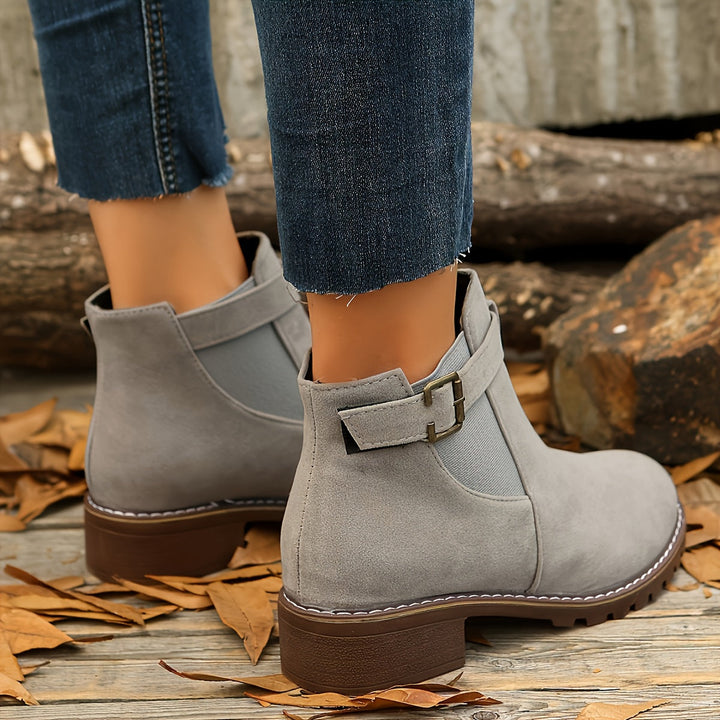 Matilde | Buckle-Strap Suede Chelsea Ankle Boots