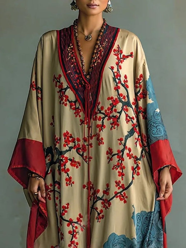Valeria | Übergroßes, langärmliges Kleid mit Blumenmuster und Fledermausärmeln