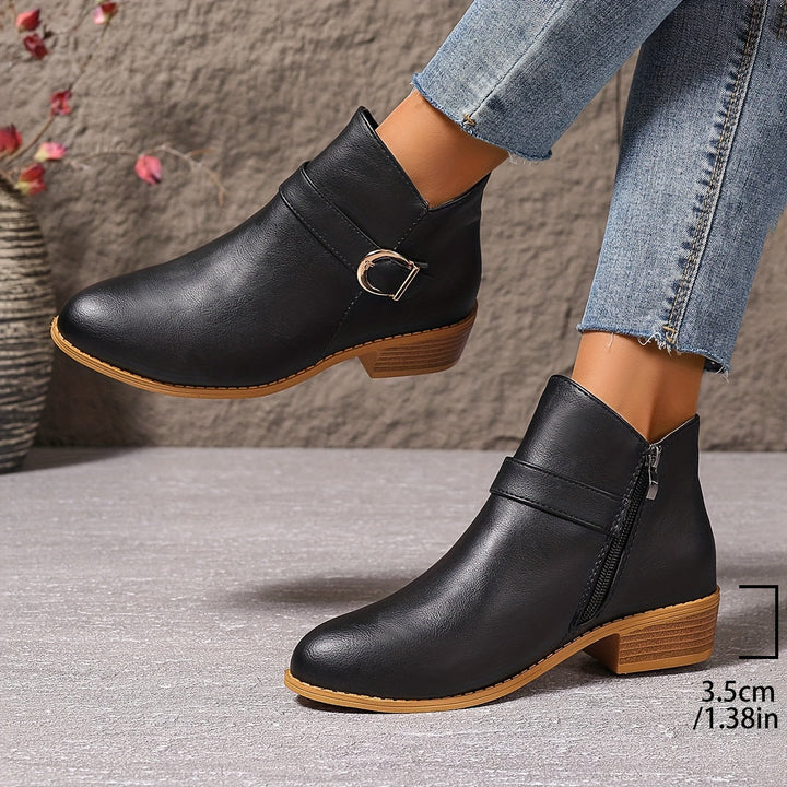 Kaitlyn | Modern Buckle-Accented Chelsea Ankle Boots