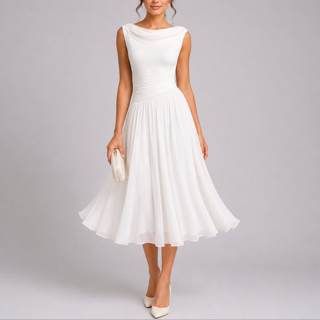Olivia | Trendy Fall Wedding Pleated Midi Dress