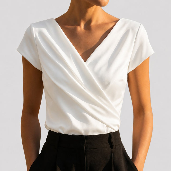 Gemma | Draped Wrap-Front Blouse for Effortless Elegance