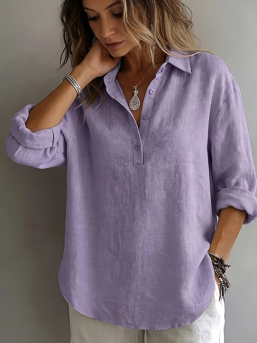 Freya | Relaxed Collared Blouse – Effortless Everyday Style for Women
