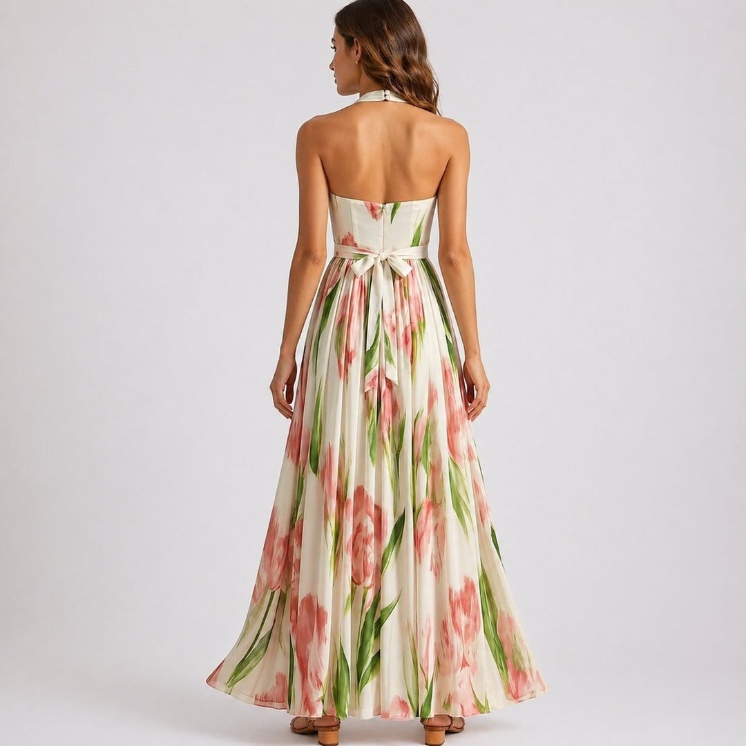 Chloe | Elegant Fall Wedding Watercolour Floral Maxi Dress