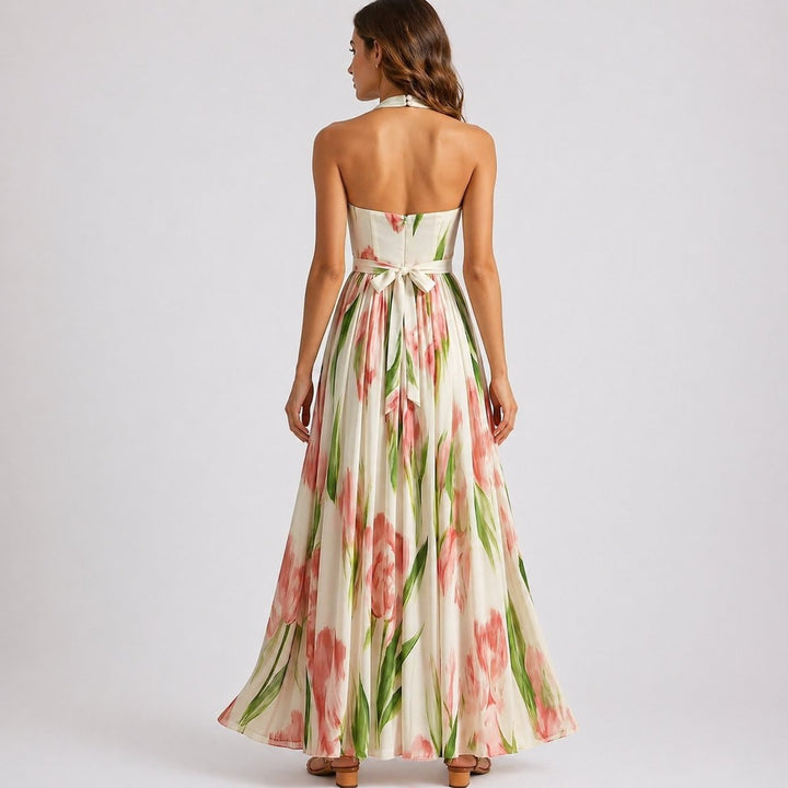Chloe | Elegant Fall Wedding Watercolour Floral Maxi Dress