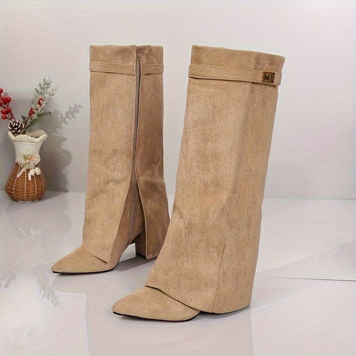 Rosalie | Kniehohe Stiefel für Damen in Wildlederoptik mit spitzer Zehenpartie