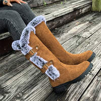 Fiona | Plush Fur-Trimmed Buckle Knee High Boots