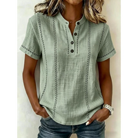 Charlotte | Elegante gestreifte Bluse mit Knopfleiste und kurzen Ärmeln