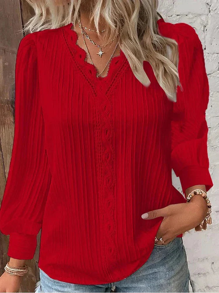 Naomi | Lace-Trimmed Blouse – Timeless Elegance for Women