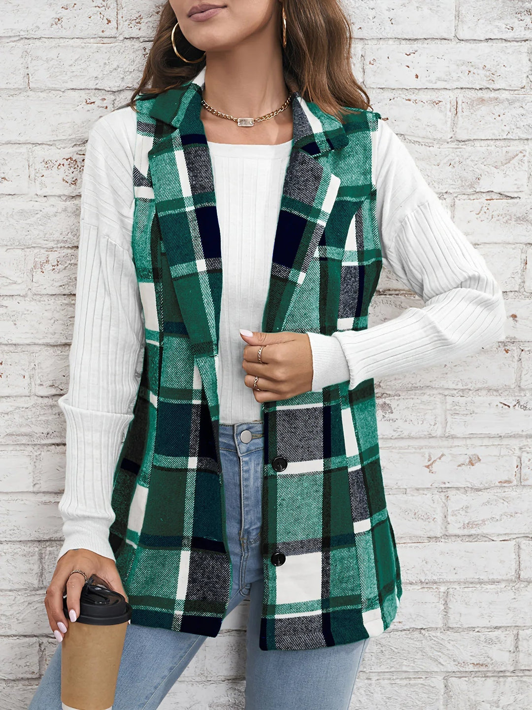 Emma | Elegant Plaid Tailored Vest