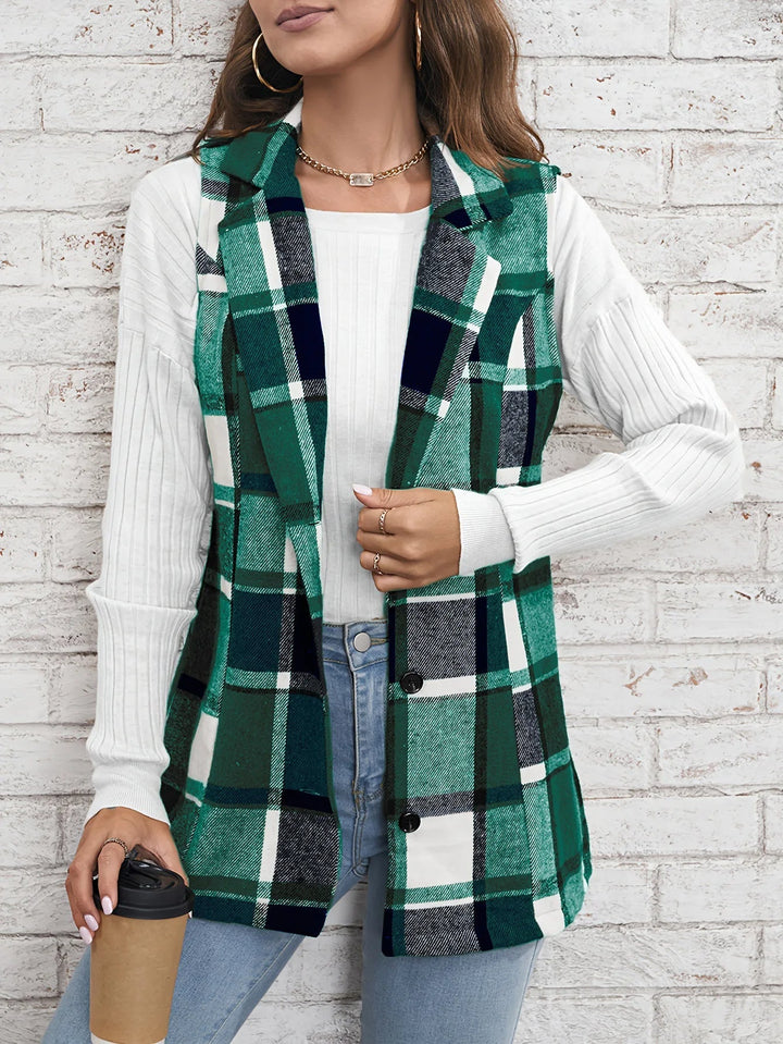 Emma | Elegant Plaid Tailored Vest
